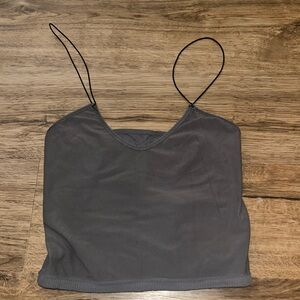 Free People Charcoal Gray Spaghetti Strap Crop Cami